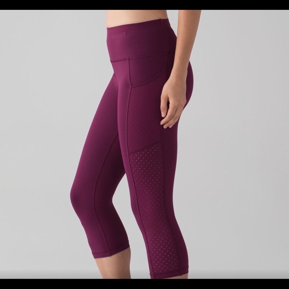Lululemon Mind Over Miles Maroon Crop Leggings